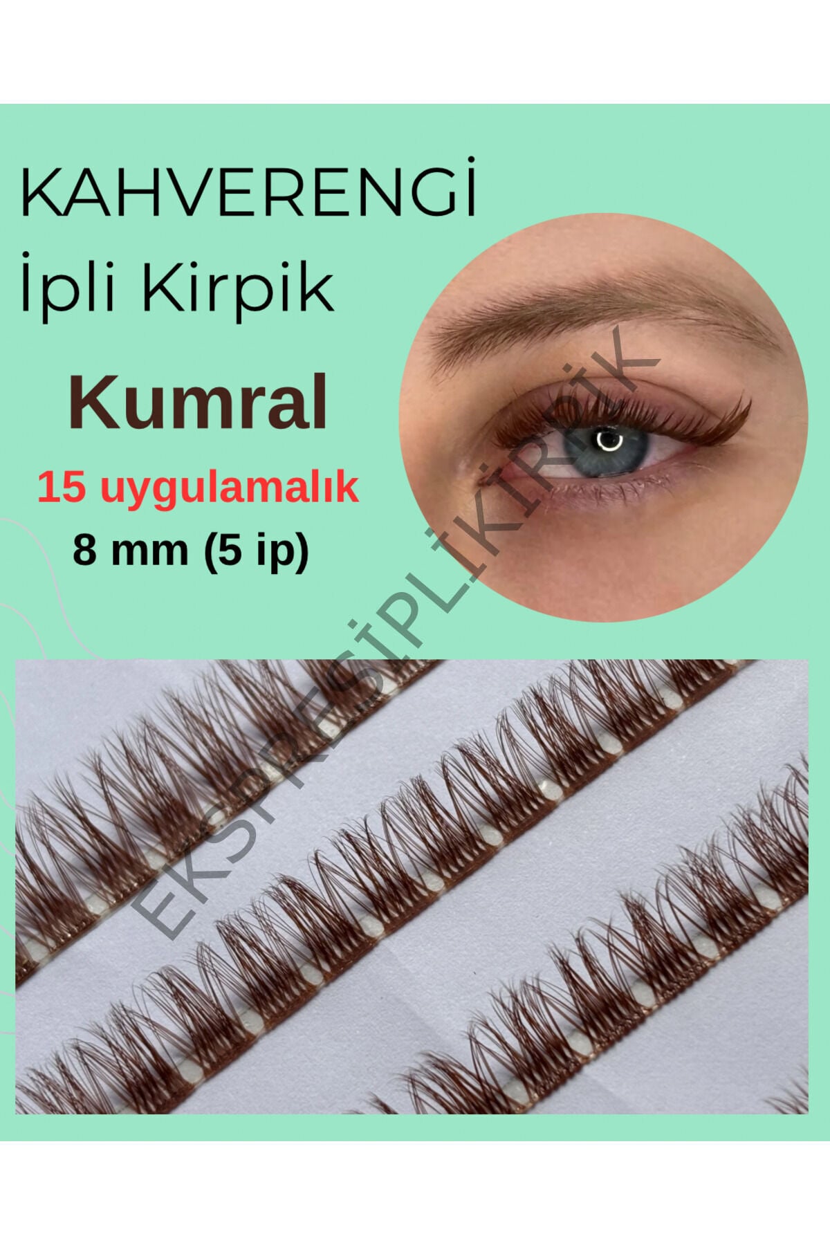 Kahverengi – Açık Kumral Ekspres İpli Kirpik Rus Volüm | 8 mm | 5’li Paket (120 Demet) 8Kahve_1