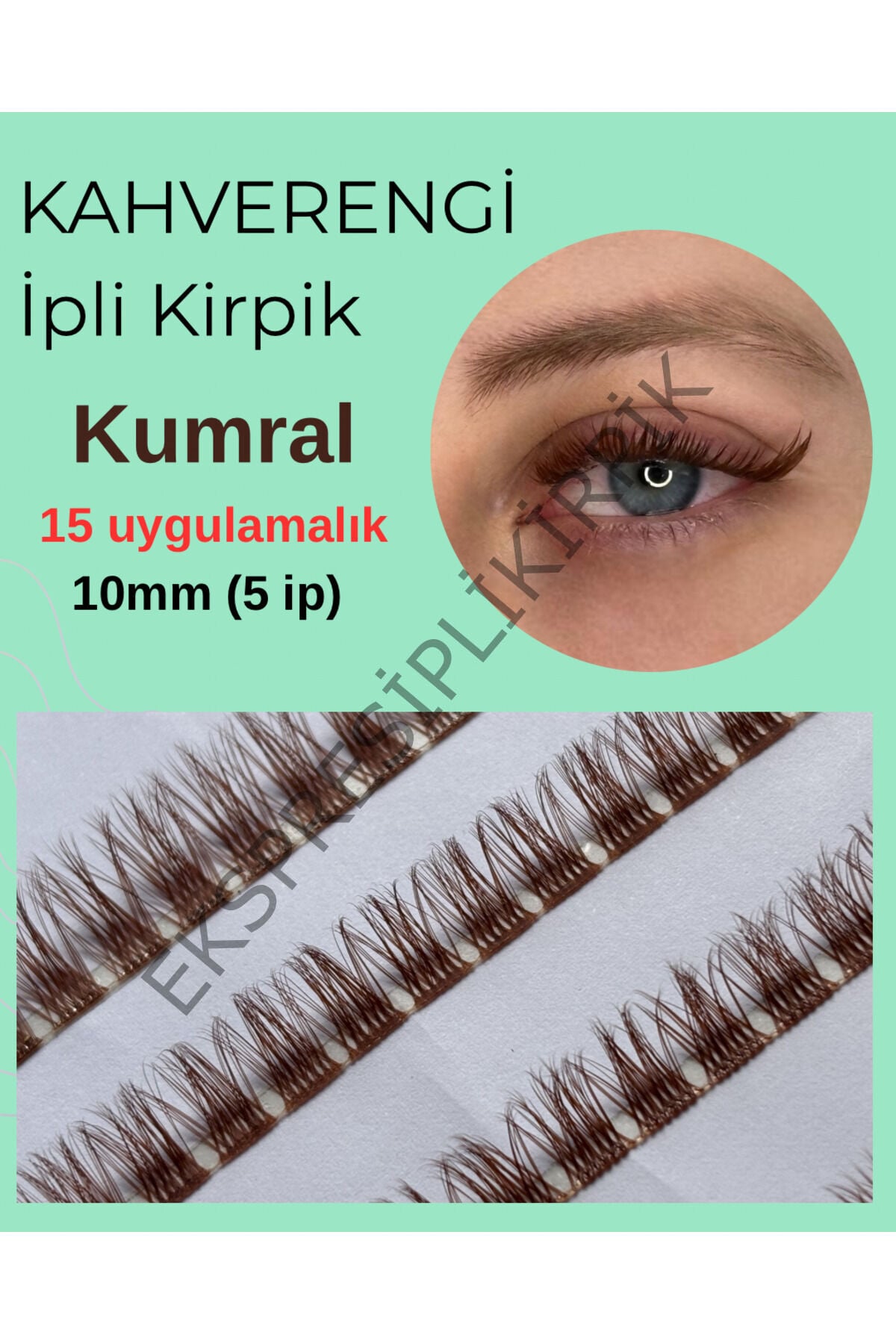 Kahverengi – Açık Kumral Ekspres İpli Kirpik Rus Volüm | 10mm | 5’li Paket (120 Demet) 10Kahve_1