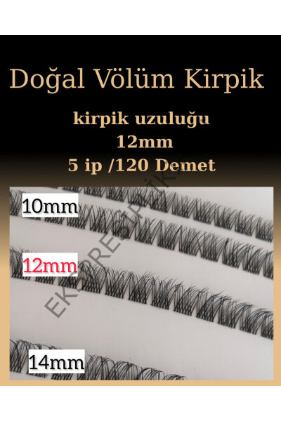 Doğal Volume İpli Kirpik 5 ip 12mm 120 Demet dogalvolum12_1