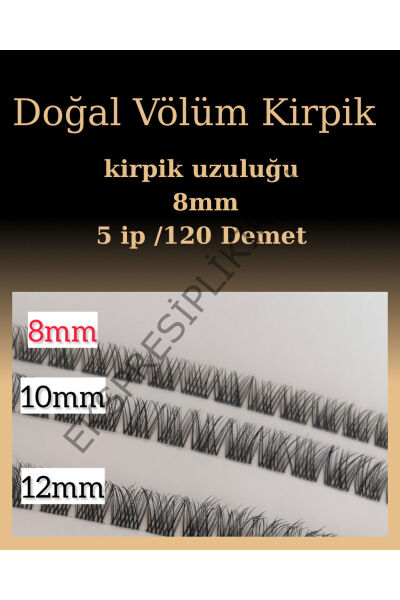 Doğal Volume İpli Kirpik 5 ip 8mm 120 Demet dogalvolum8_1