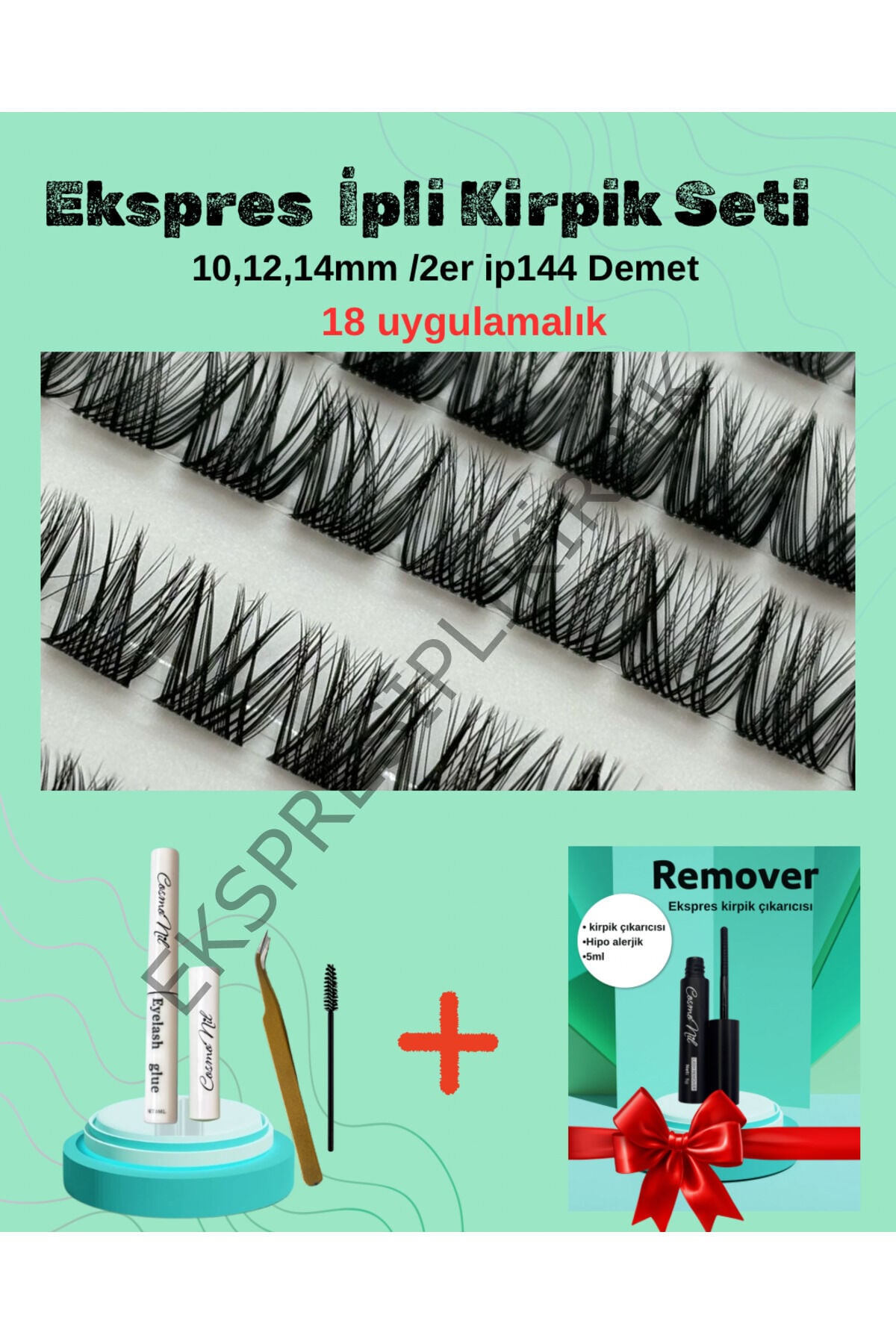 Volüm Kirpik Seti + Yapıştırıcı Remover Cımbız Tam Set 1932026_1