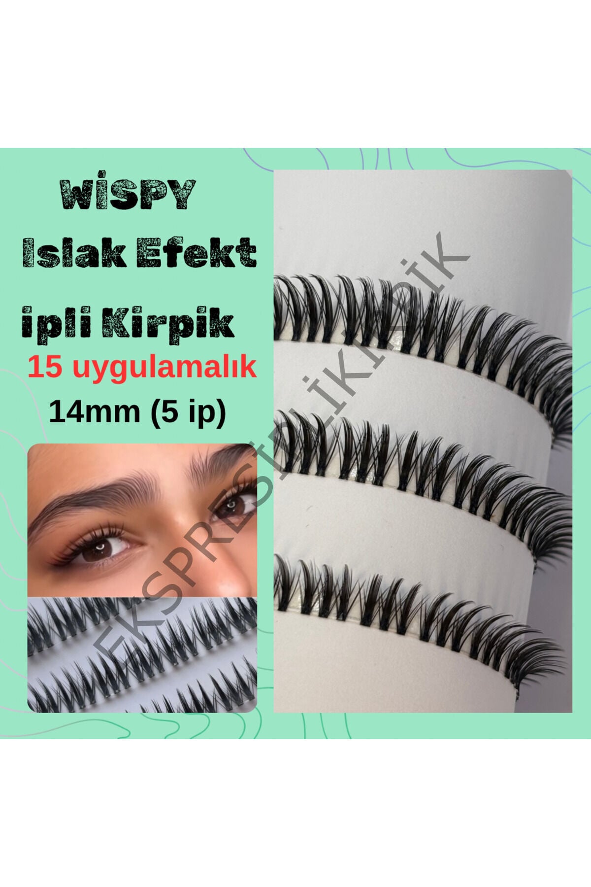 Islak Efekt Wispy ipli Kirpik ekspres kirpik –14mm 15 uygulamalık 5912_1