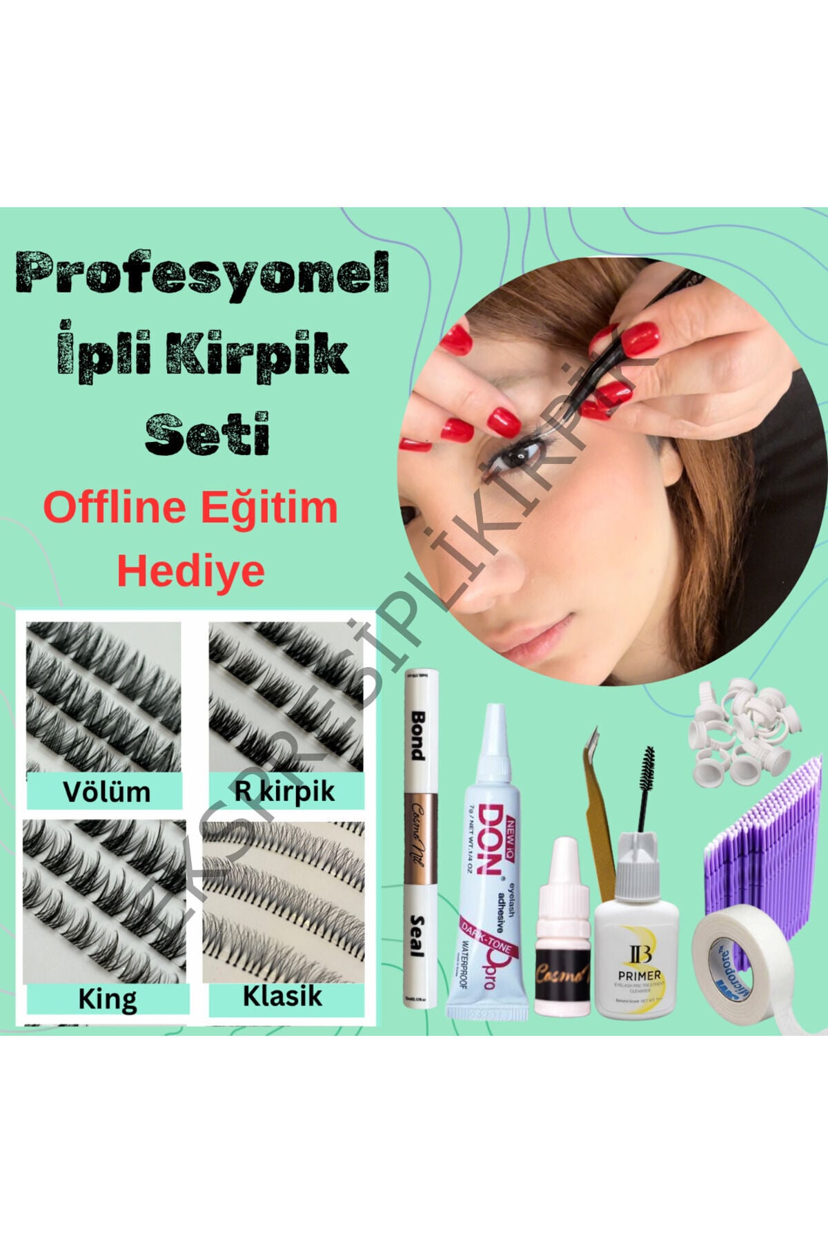 Ekspres kirpik başlangıç seti ipli kirpik seti kirpik seti kirpik seti35-40 uygulamalık BSE_1