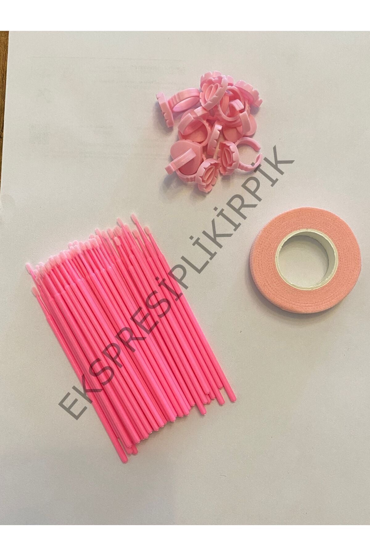 3li Kirpik Uygulama Ekipmanları ; 50li Microbrush ; Kirpik Bandı ; 20li Yapıştırıcı Yüzüğü 3limyb_1