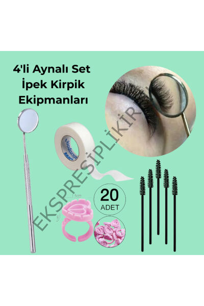 3li Set Kirpik Bandı; Kirpik Aynası, Ipek Kirpik Kontrol Aynası ; 10 Yapıştırıcı Yüzüğü 3liABY_1