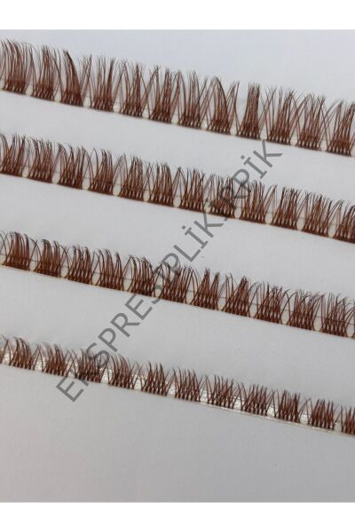 Kahverengi – Açık Kumral Ekspres İpli Kirpik Rus Volüm | 10mm | 5’li Paket (120 Demet)