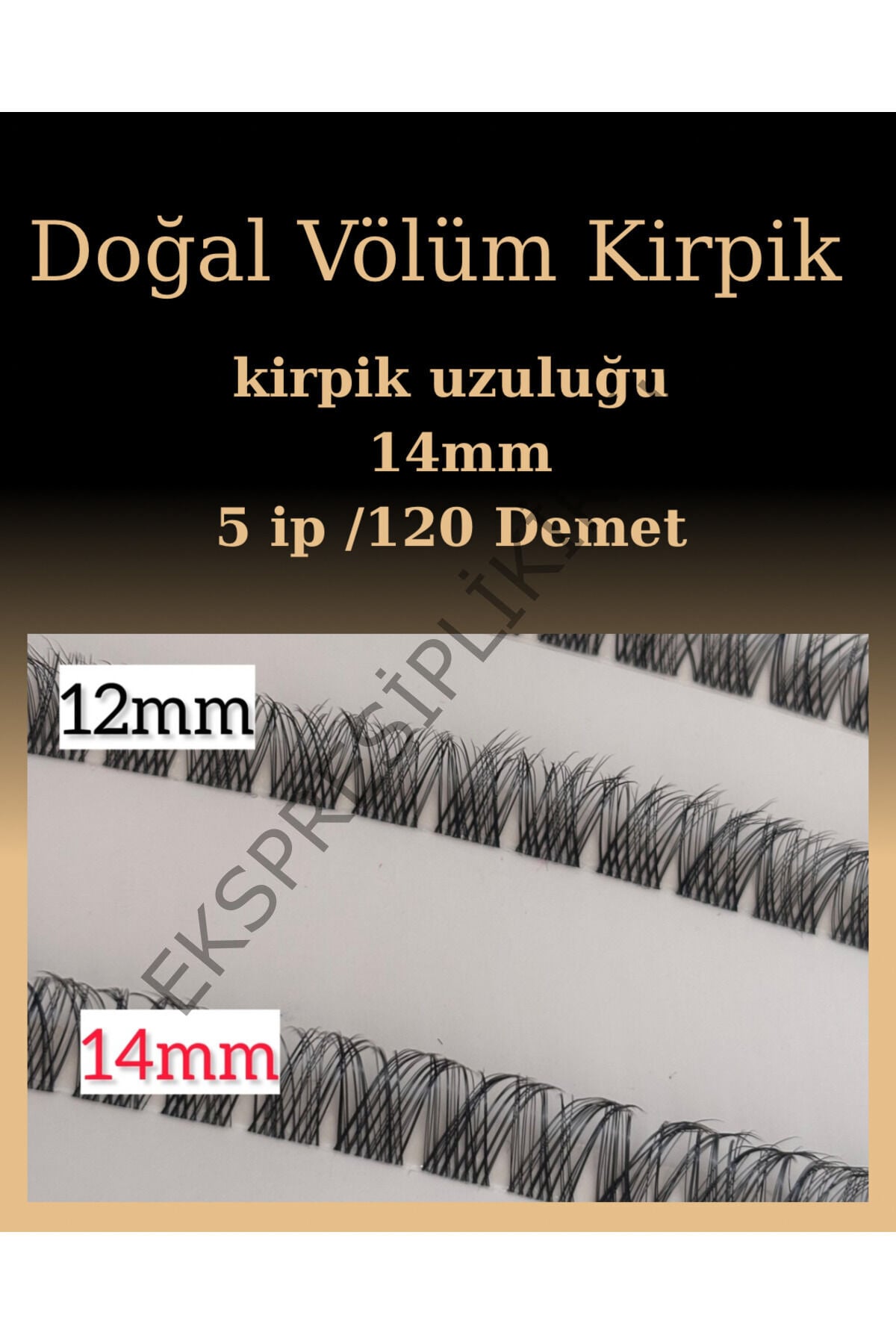 Doğal Volume İpli Kirpik 5 ip 14mm 120 Demet