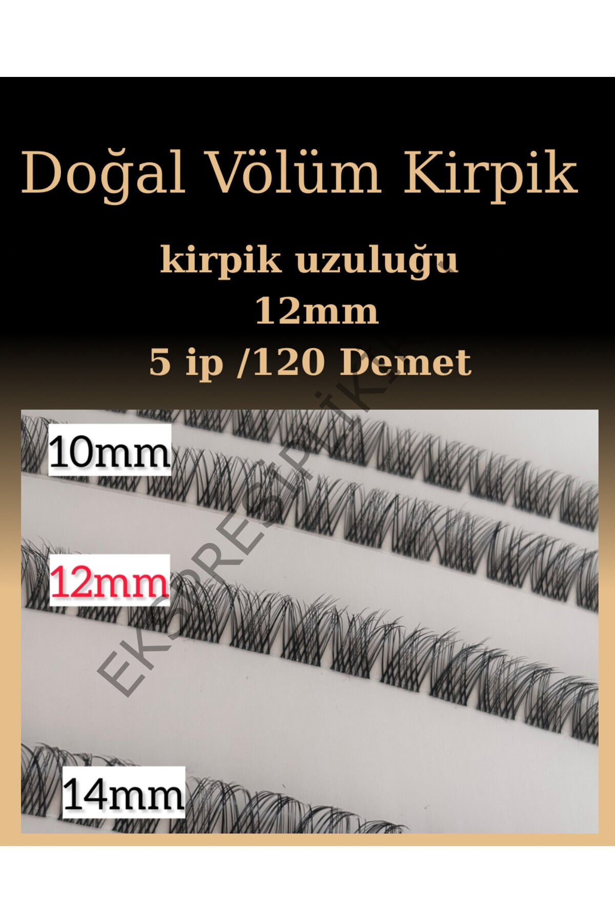 Doğal Volume İpli Kirpik 5 ip 12mm 120 Demet