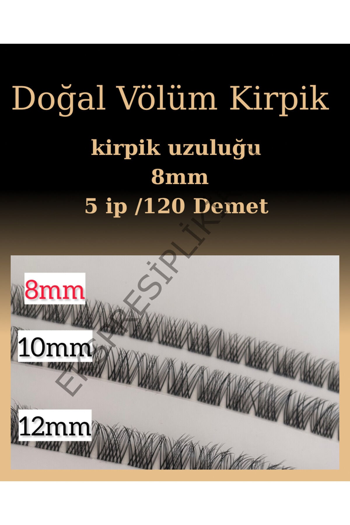 Doğal Volume İpli Kirpik 5 ip 8mm 120 Demet