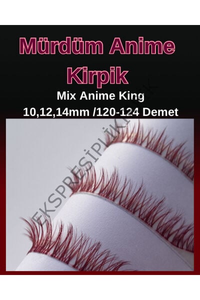 Mürdüm renkli Anime Kirpik İpli Ekspres Kirpik mix 10,12,14mm 6ip