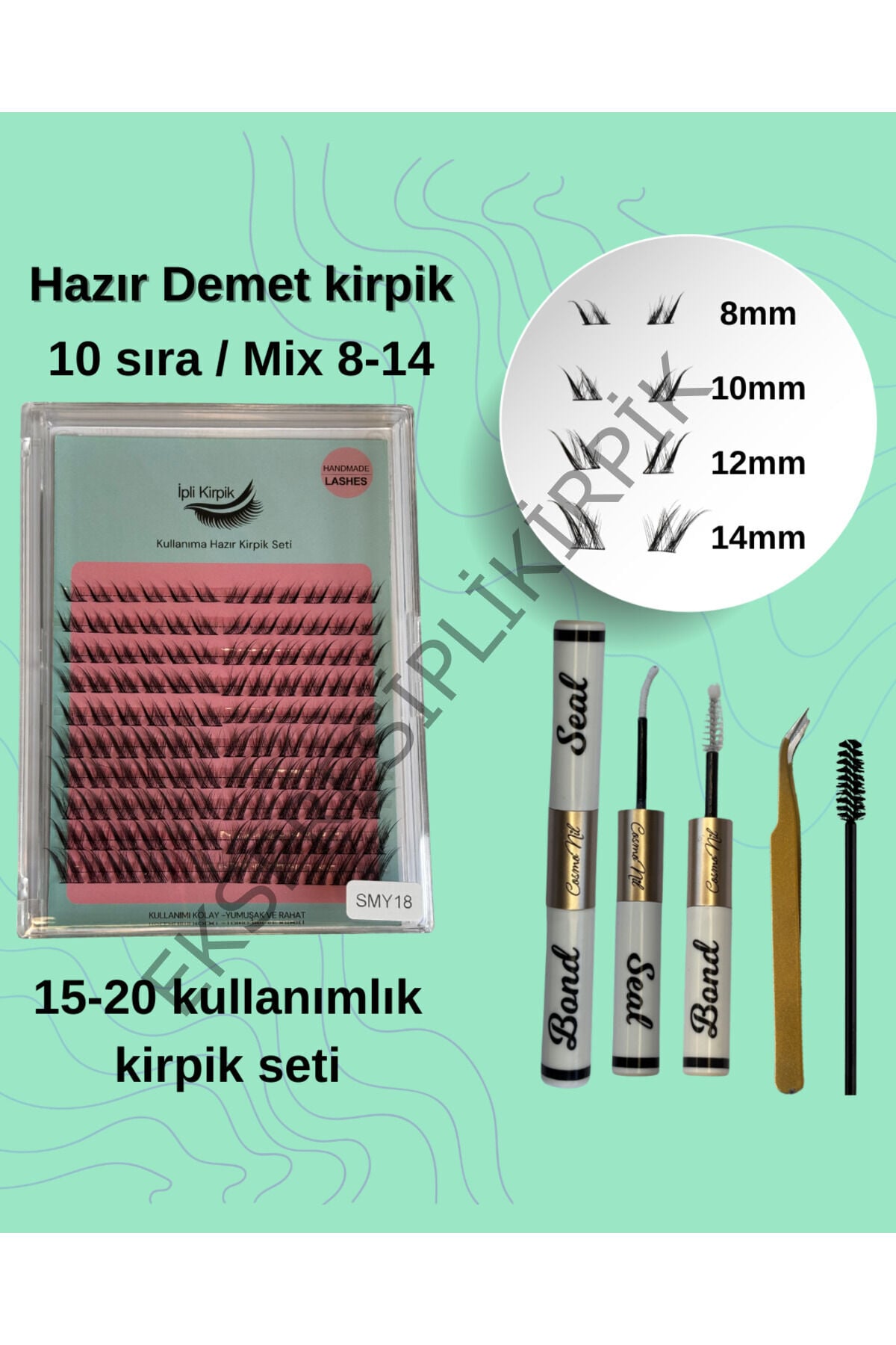 Ekspres Fox Kirpik seti– Anında Çekik Göz Efekti, 10 Sıra, Gerçek Kıl, 120 Demet
