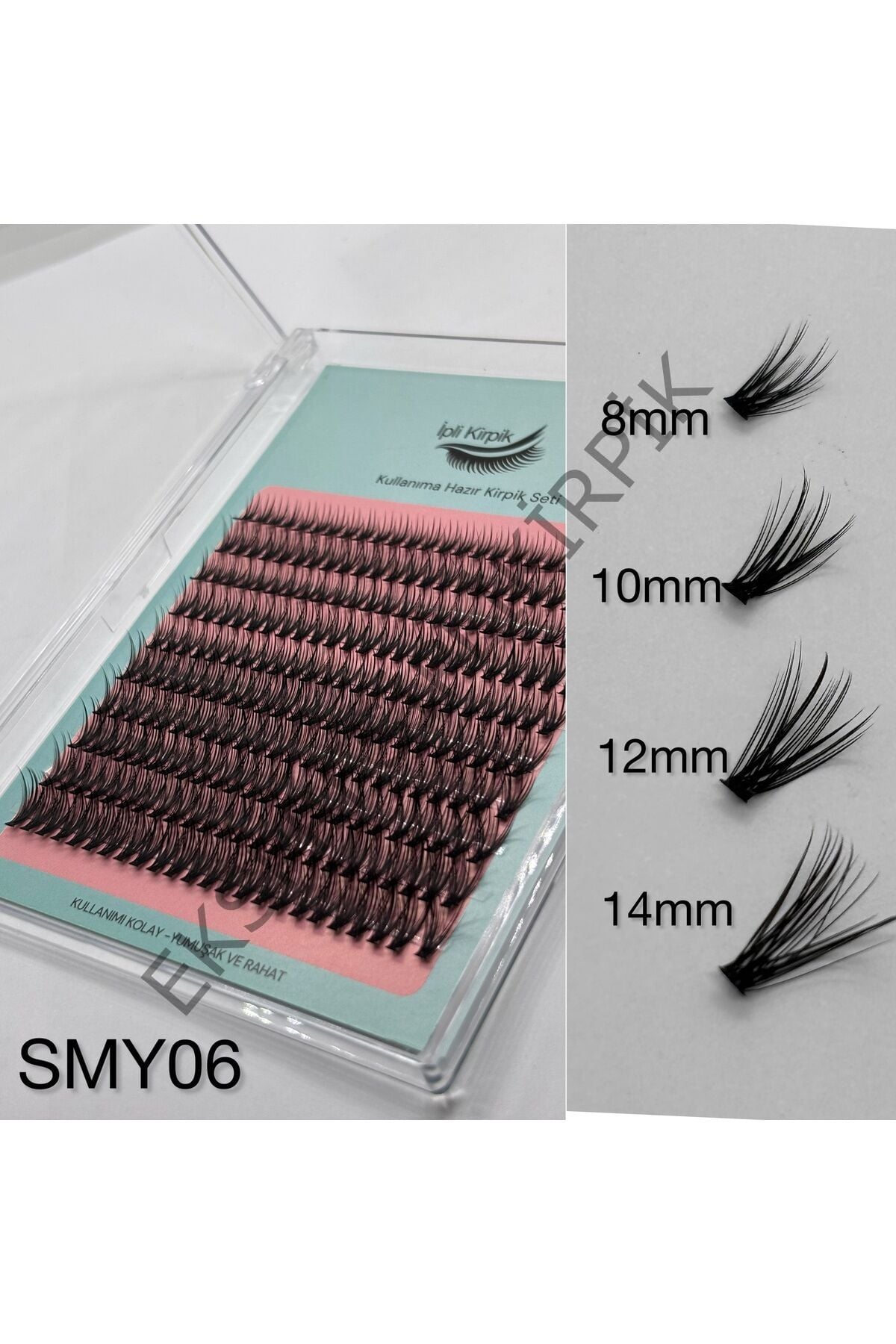 Hazır Demet Tekli Kirpik – ince demetler Mix (8-14 mm) – 10 Sıra 240 Demet
