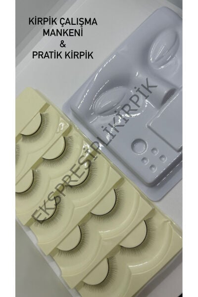 Kirpik çalışma mankeni + pratik kirpiği