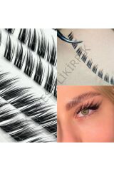 Ekspres Kirpik; Fox Kirpik; tilki efekti kirpik; ipli kirpik;cat eyes kirpik; 10mm 4ip