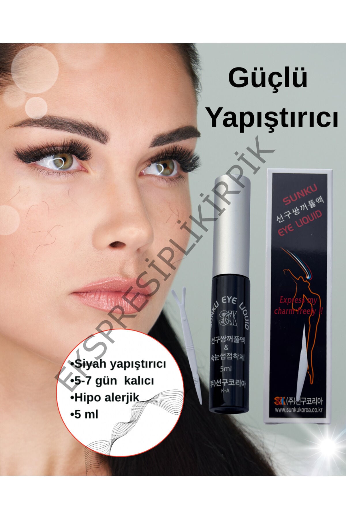 Ekspres ipli kirpik yapıştırıcısı ;siyah ;5gr 5-7 gün kalıcı